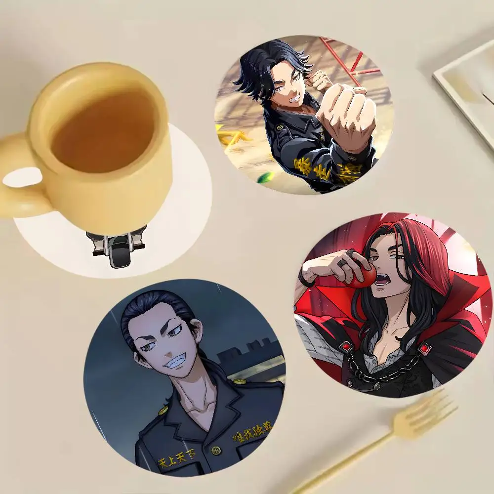 K-Keisuke Baji T-Tokyo Revengers Round Wooden Coaster Decorative Coffee Cup for Use in Coffee Shops Bars