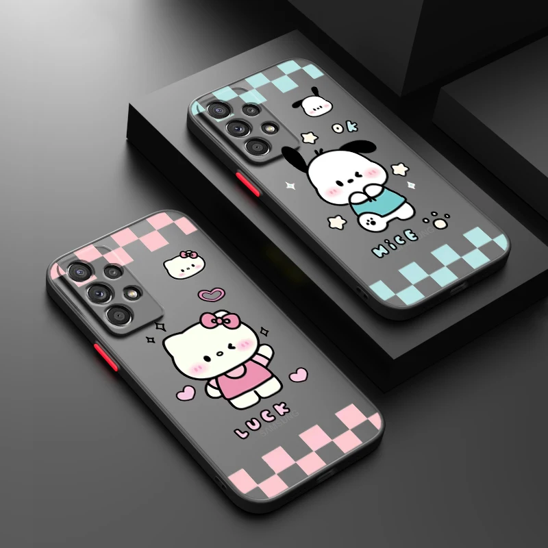 Hello Kitty Kuromi Pochacco For Samsung A73 A72 A54 A53 A52S A34 A32 A33 A24 A23 A22S A02 Lite Frosted Translucent Phone Case