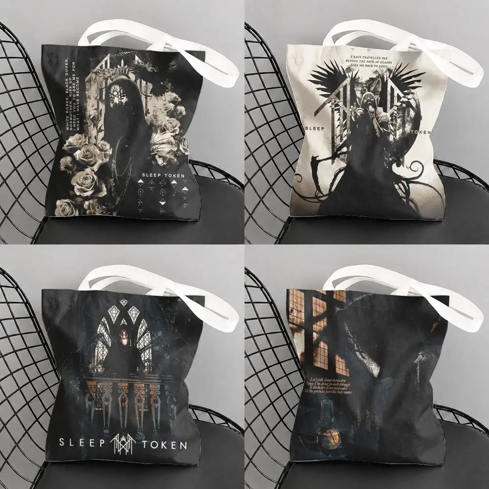 Band S-SleepS Tokens Storage Bags Canvas Tote Bag Women Large Capacity Reusable Eco Shopping Bag Shoulder Handbag