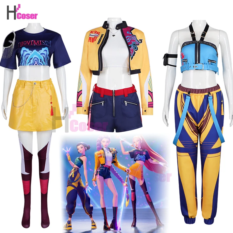 

K-Pop Demon Hunters Superstar Lumi Mira Zoe Cosplay Costume Full Set Anime Girl Group Stage Outfit Halloween Party Roleplay Suit