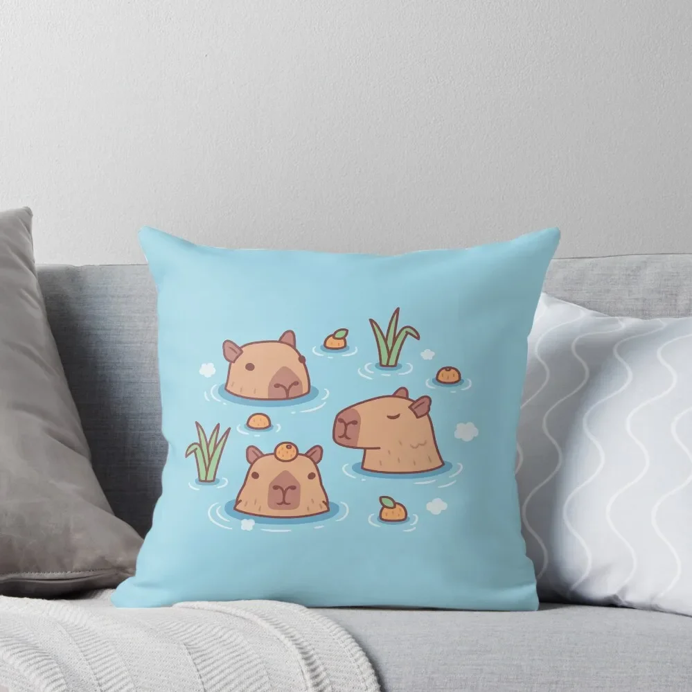 

Cute Capybaras Chilling in Hot Spring With Oranges Throw Pillow sleeping pillows Pillows Aesthetic Cushion Child pillow