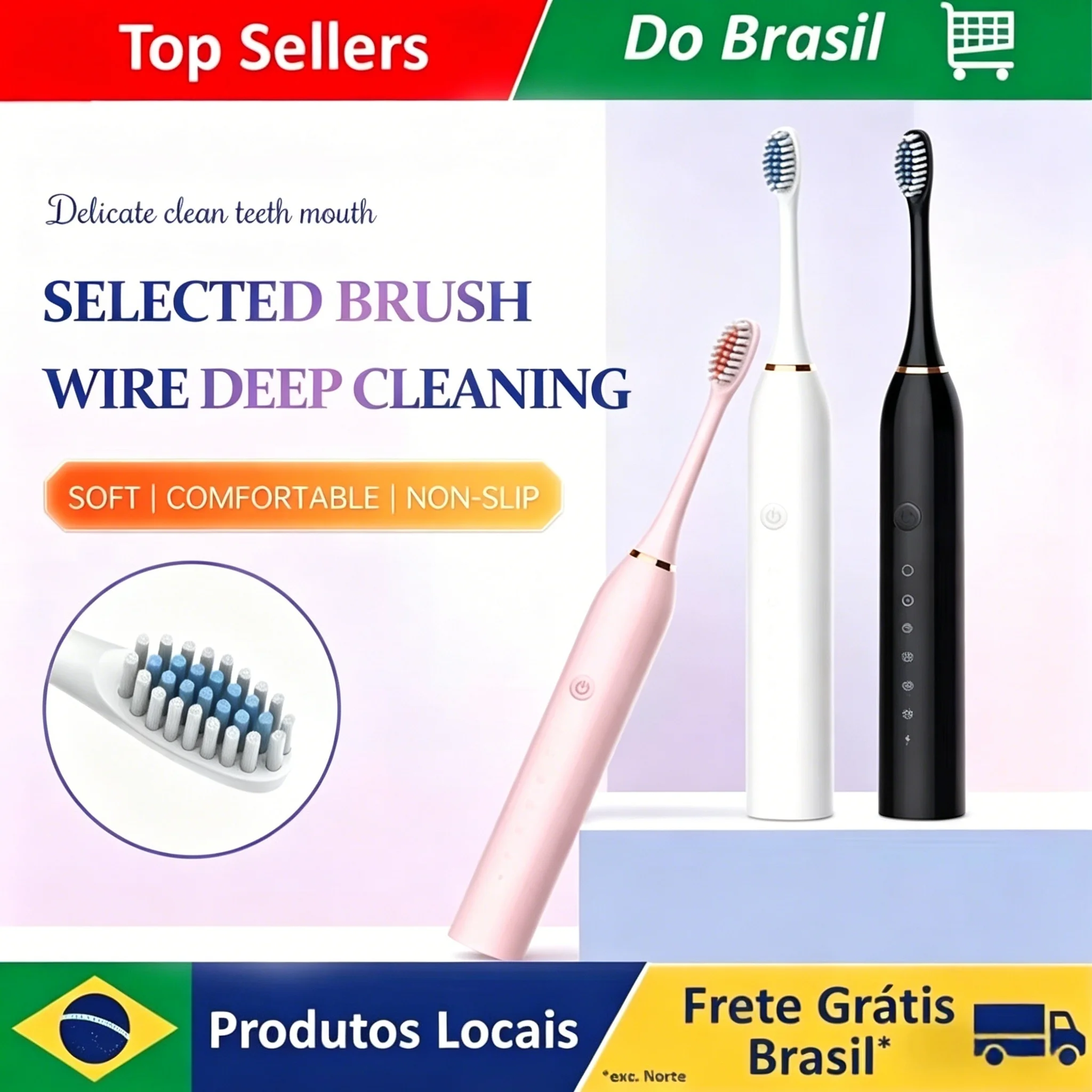 Escova de dentes elétrica ultrassônica, seis modos de velocidade, cabelo macio, carregamento usb, à prova d'água, limpador de dentes adulto, conjunto automático para casal