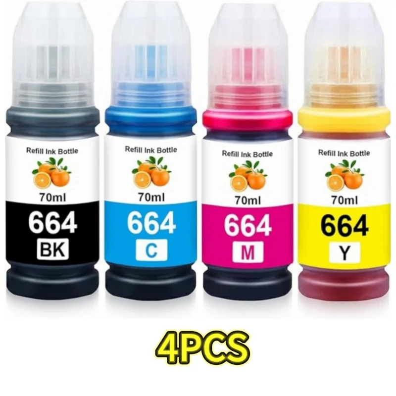 

Чернила T664 с ароматом оранжевого цвета, совместимые с чернилами принтера 664 T6641 T6642 T6643 T6644 для принтера EPN ET 2650 ET 2550 ET 4500 (4 шт.)