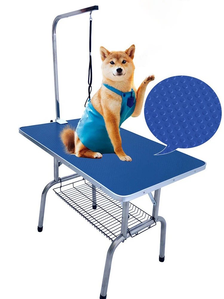 Foldable Dog Grooming Desk Wash Table Trimming for Pet Bathing Station with Adjustable Height Arm Noose Mesh