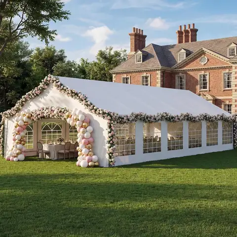 20x40 Party Tent Heavy Duty, Outdoor Waterproof Event Canopy for 60–80 People, Steel Frame Wedding Tent with Removable, Custom