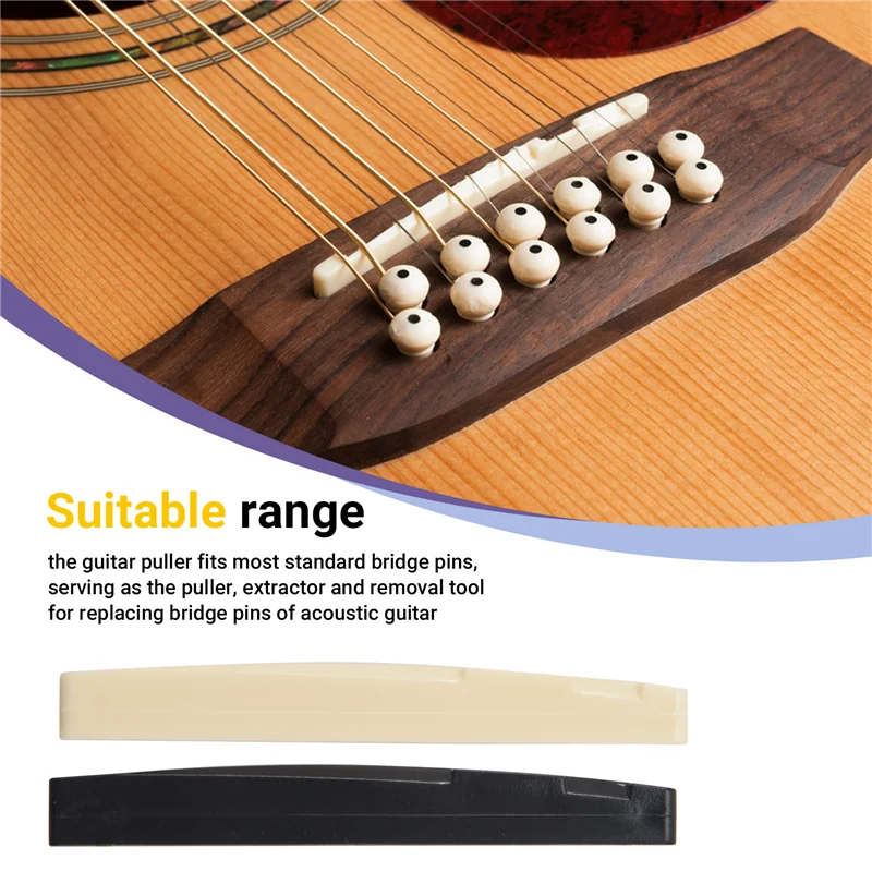 XSXS-Guitar Bridge Pins Puller Pulling Remover Extractor Tool With 2 Pack Guitar Saddle Nut And 12 Pack Guitar Bridge Pins
