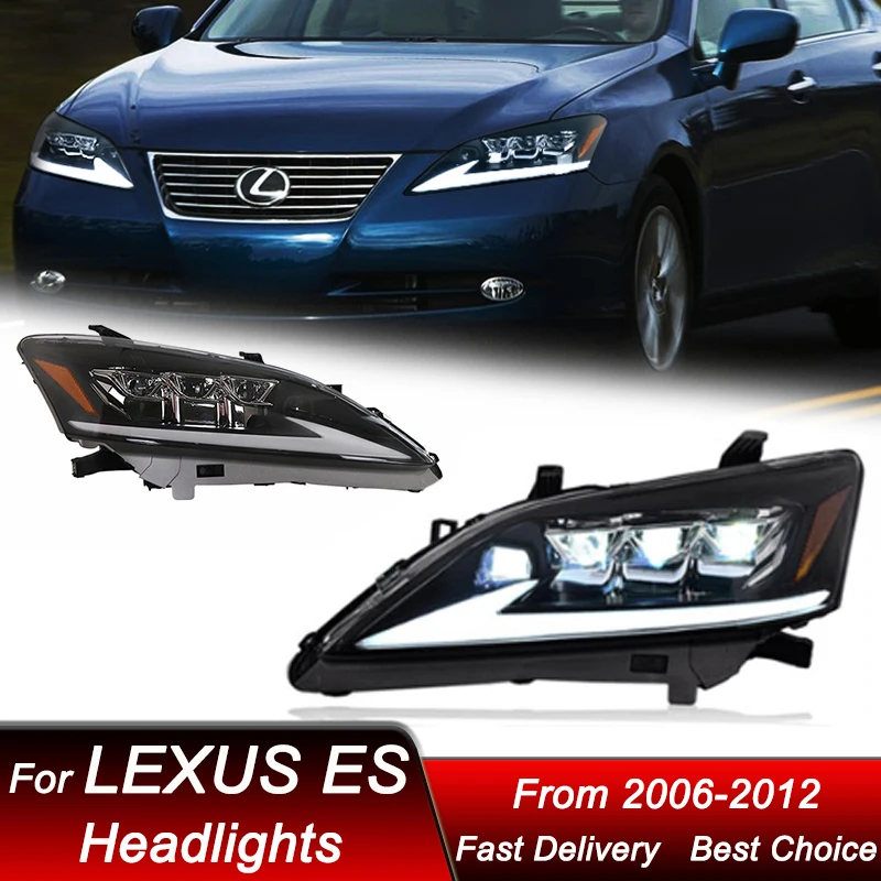 

Поп-автомобильные фары для Lexus ES ES350 ES240 2006-2012 Full LED, новый стиль, фара в сборе, обновление объектива проектора, аксессуары Ki