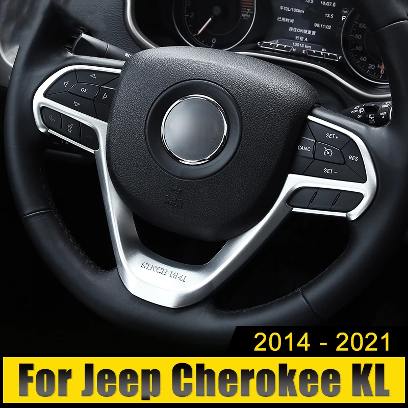 For Jeep Cherokee KL 2014 2015 2016 2017 2018 2019 2020 2021 ABS Car Steering Wheel Decoration Cover Trim Frame Case Sticker