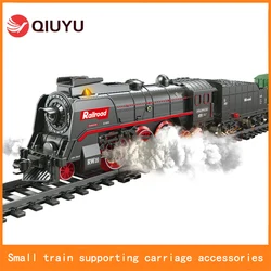 Vintage Steam Train Track Suit Spray Electric Train Matching Carriage Locomotive Accessories Boy Toys