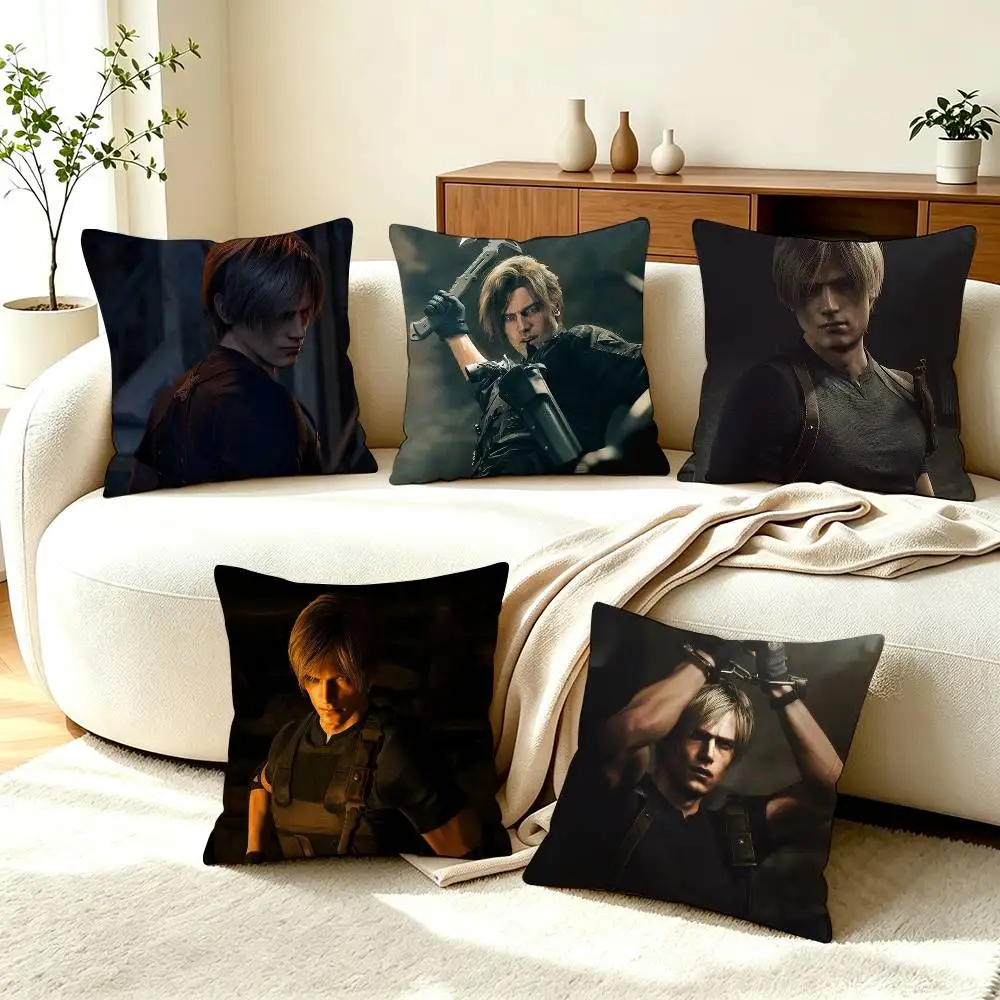 L-Leon S Kennedy Resident Evil  Square Double-Sided printed Pillow Case Bedroom Bedside Pillow Sofa Cushion Cover