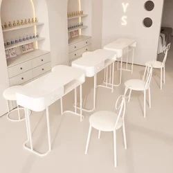 Japanese Special Cream Nail Art Table and Chair Set Combination, Economical  Nail Art Table Salon Furniture Manicure Tables