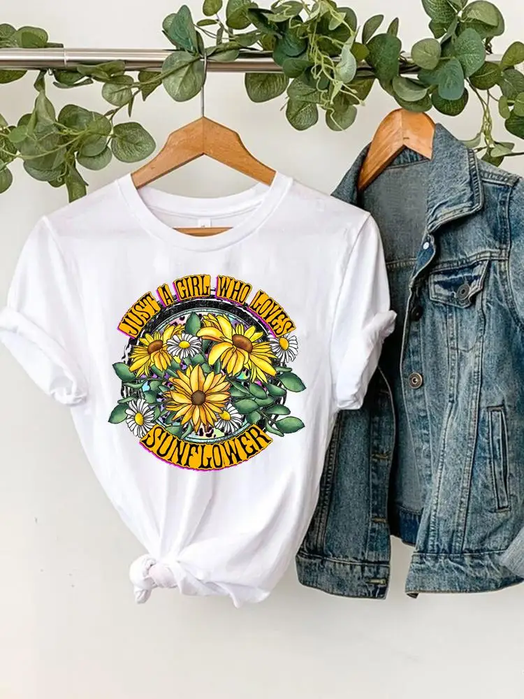 Acquerello Floreale Tendenza 90s Stampato Manica Corta Tee Vestiti Delle Donne T Femminile Casual Grafici Modo di Estate Dei Vestiti T-Shirt