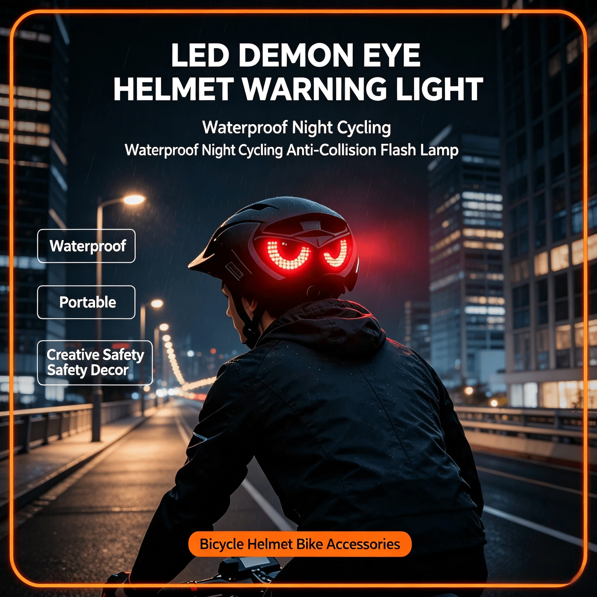 防水ポータブル自転車ヘルメット-led-デーモンアイ警告灯夜間サイクリング衝突防止フラッシュランプクリエイティブ安全装飾