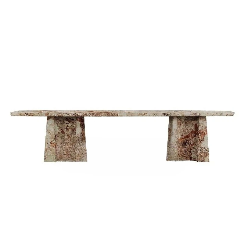 A natural marble rectangular coffee table is a modern light luxury art form