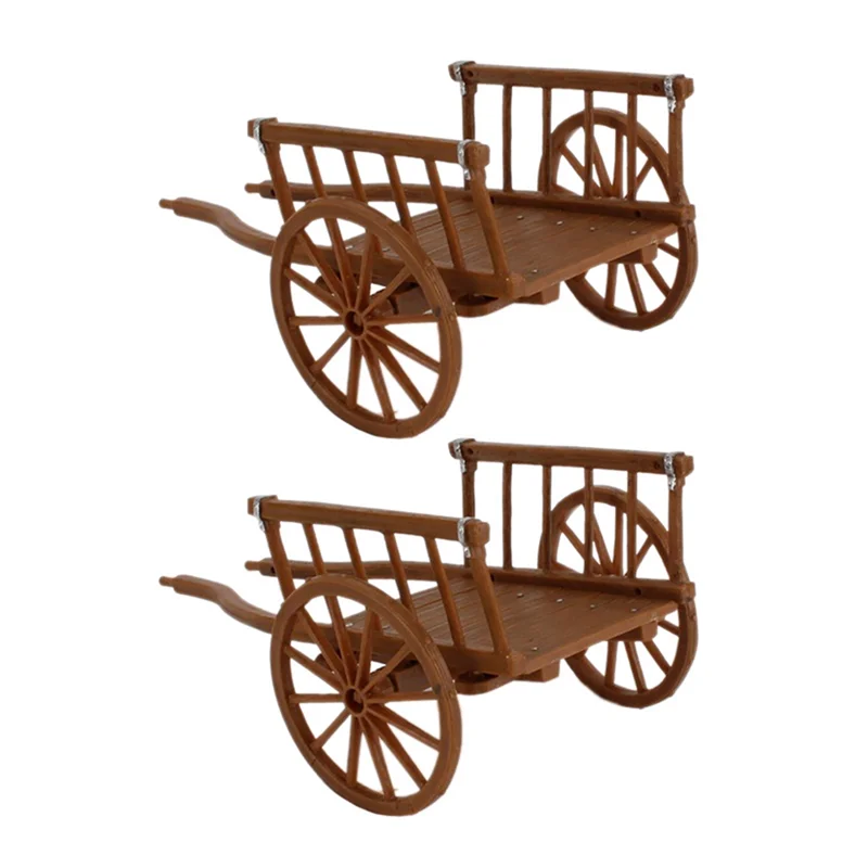 AEE6-Cart Model Miniature Cart Fairies Figurines Miniature Wheel Toddler Wheelbarrow Accessory Garden Trolley Miniature
