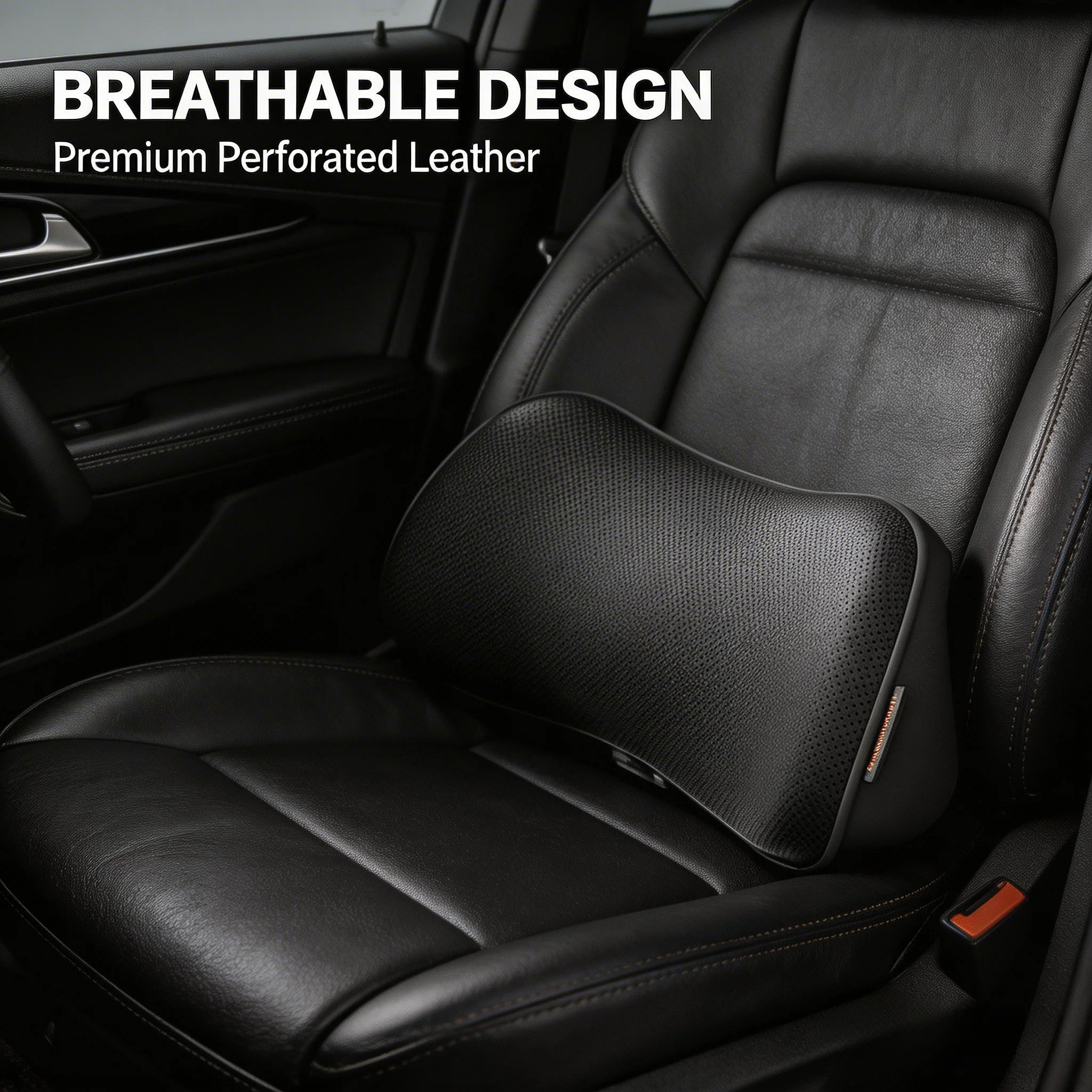 Car Seat Pillow Memory Foam Lumbar Support Breathable Back Protector Waist Protection Cushion Office Car Interior Accessories