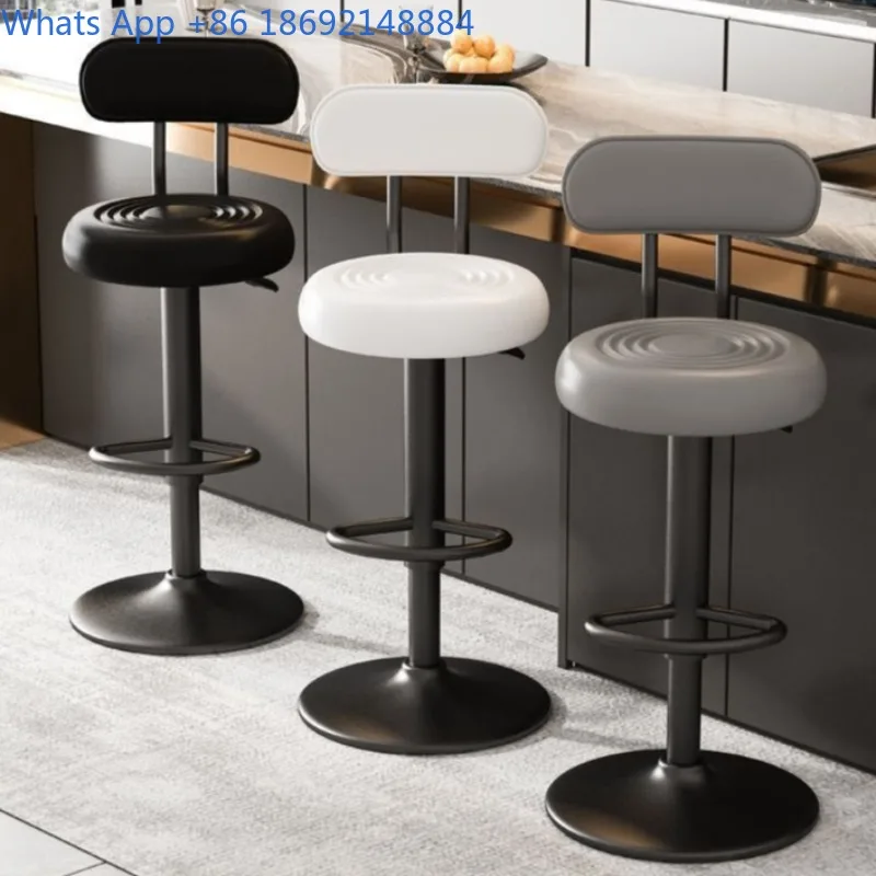 Bar Stool Simple Swivel High Stool Bar Chair Cashier Front Desk Adjustable Backrest High Stool