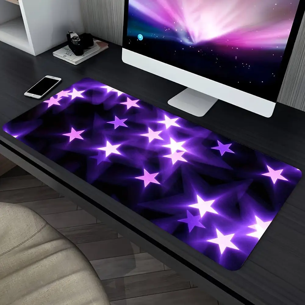 Purple Sparkling Stars Starfield Galaxy Cosmic Large Mouse Pad Extended Gamer Desk Mat Big Computer Non Slip for Gameplay