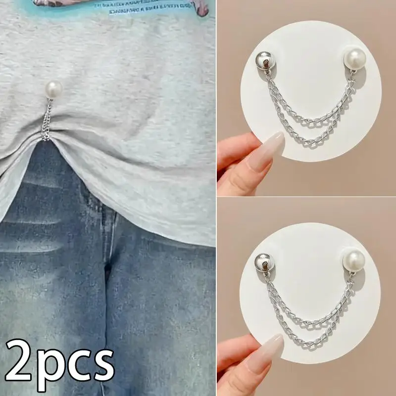 2 pieces of clothing clip with multifunctional magnetic tape, metal chain, button clip, scarf, pants, leg cuffs, etc