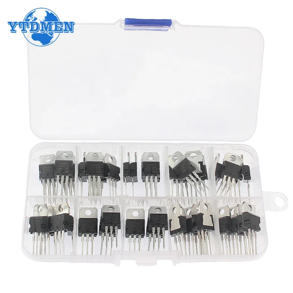 50PCS Voltage Regulator IC Kit LM317T L7805CV L7806CV L7808CV L7809CV L7810CV L7812CV L7815CV L7818CV L7824CV TO-220 Transistors