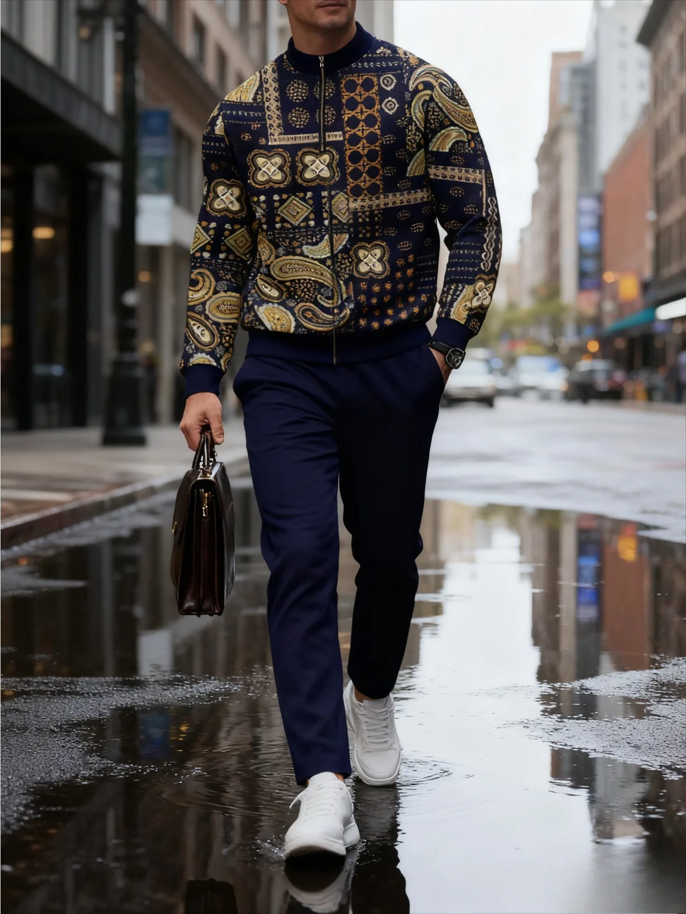 Conjunto de 2 piezas, conjunto deportivo de manga larga y pantalones largos a la moda para hombres europeos y americanos