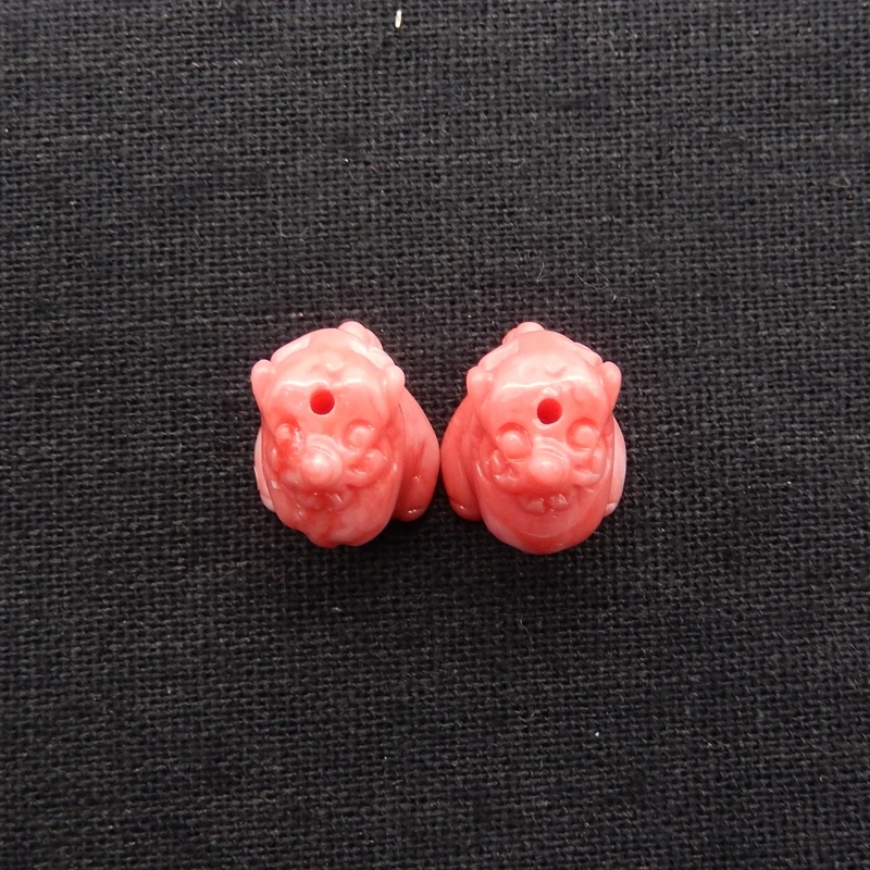 Semi-precious pink conch shell (made from shell powder, color enhanced) carved unicorn pendant beads