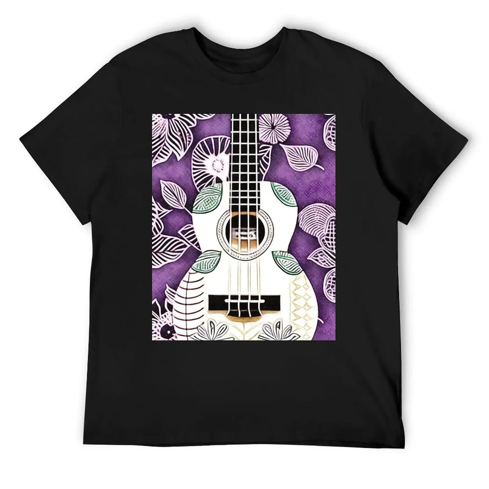 

Ukulele Flower T-Shirt boys animal print cute tops summer top mens clothes