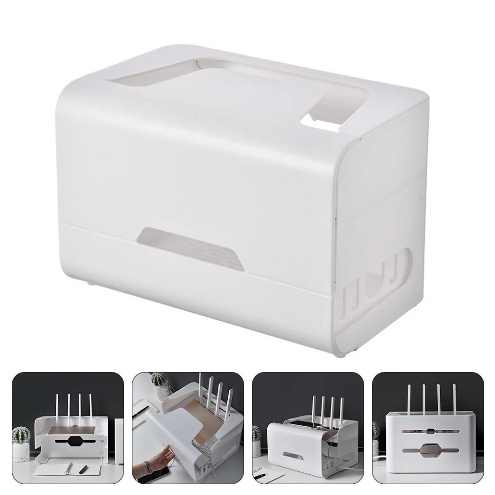 

Double Layer Router Storage Box Durable Hollow Cable Container Heat Resistant Dustproof Organizer for Set-Top Box