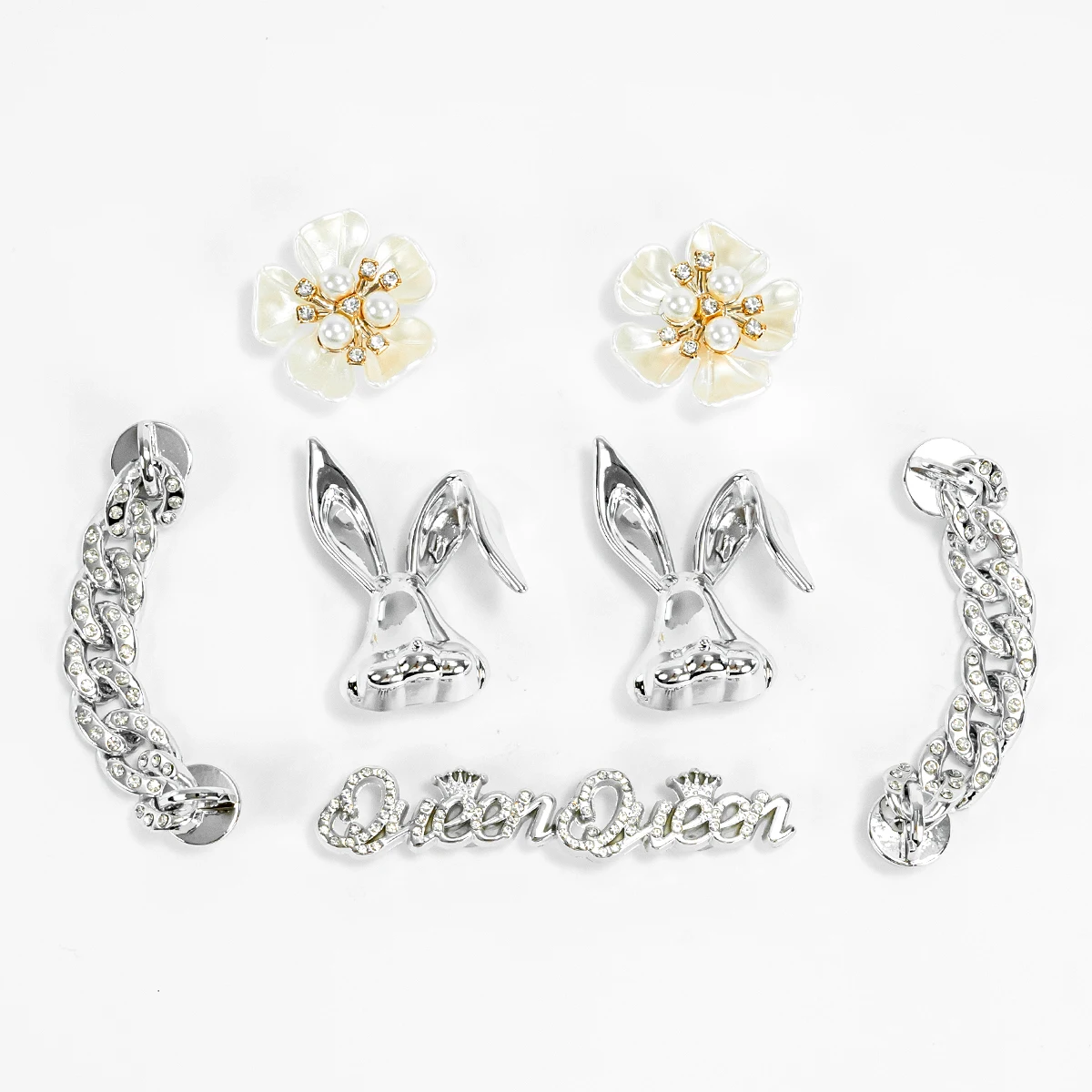 

New Fashionable DIY Versatile Cartoon Fold-Eared Rabbit Women's Shoes Accessories Crocs DIY (8 Pieces)