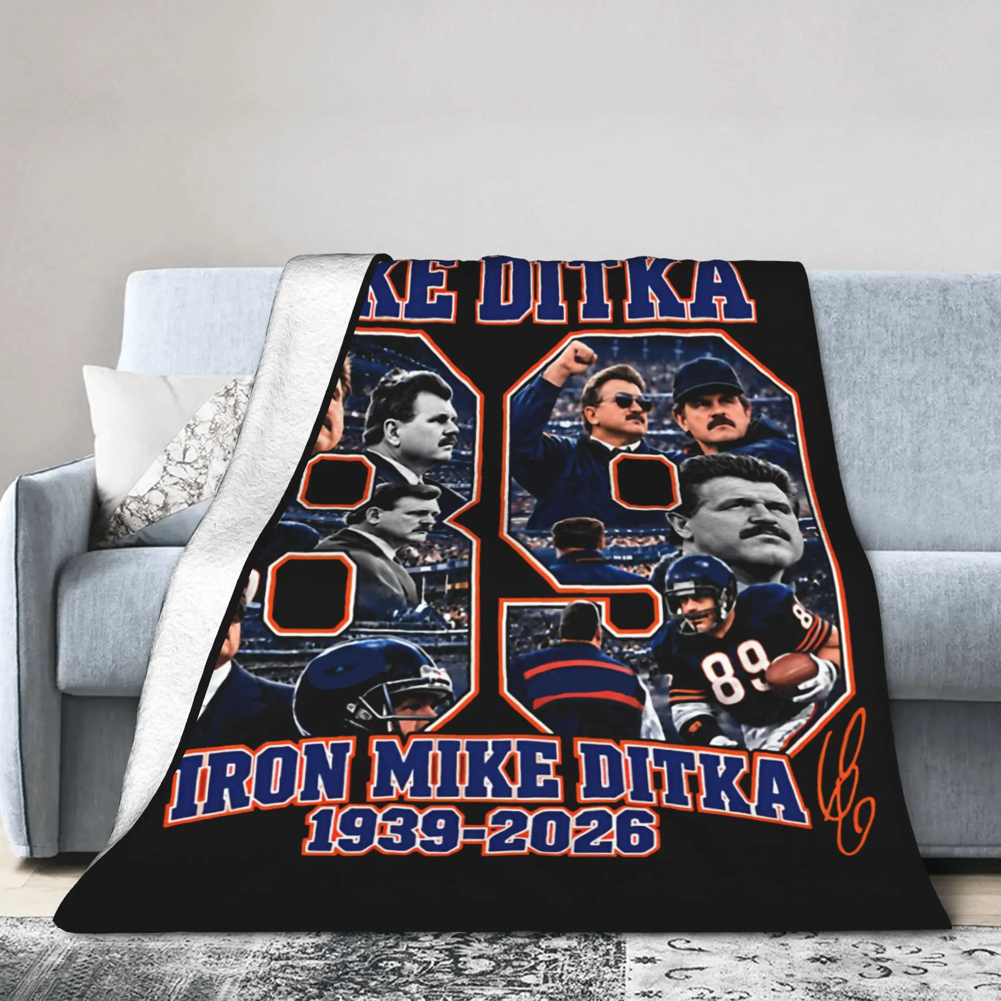 Mike Ditka Memorial Football Legend Flannel Blankets  Awesome Throw Blankets for  Sofa Bedding Lounge 150*125cm Quilt