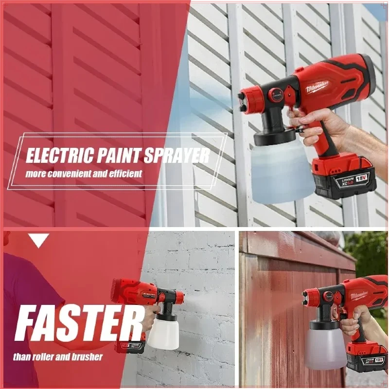 Milwaukee  600W Paint Spray Gun 800ML Tank & 39000 RPM Brushless Motor Auto Furniture Wall Car Sprayer For 18V Battery