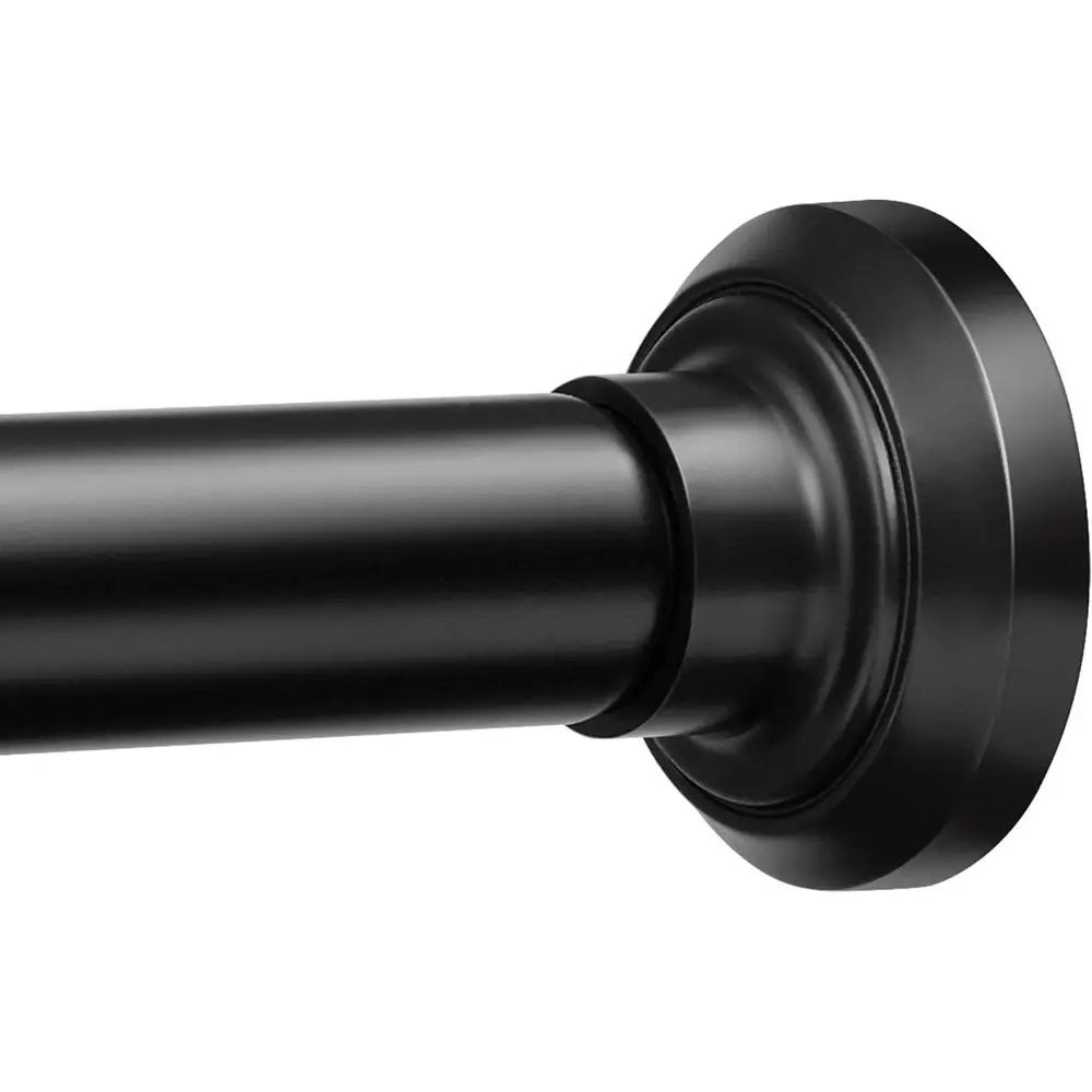 

Регулируемый матовый черный карниз для душевой занавески, 30-76 дюймов, 1 дюйм, нержавеющая сталь, без сверления, подходит для ванной комнаты, гардеробной