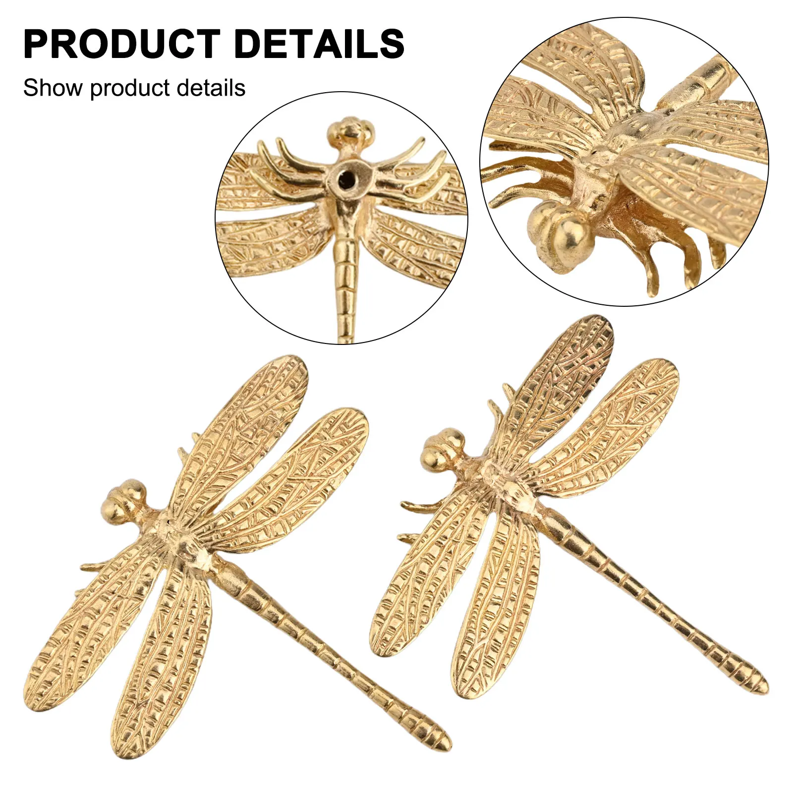 Vintage Animal Shape Furniture Handles Retro Brass Dragonfly Drawer Pull Knobs Gold Color Dresser Cabinets Handles Hardware