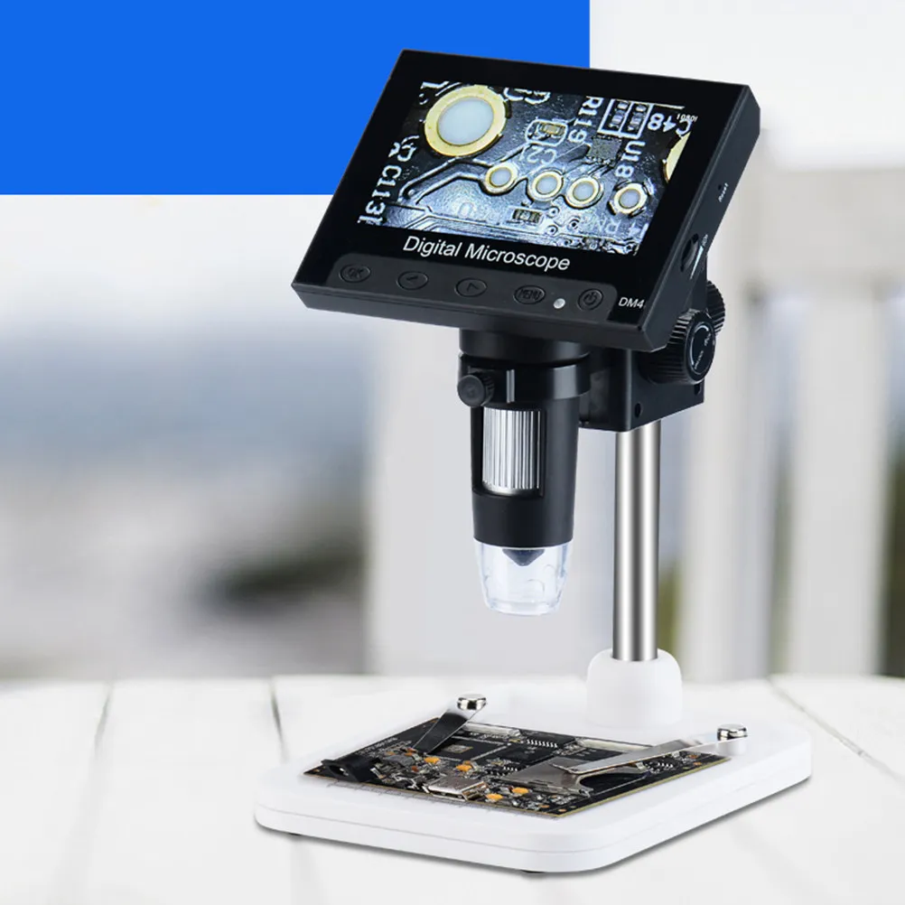 1000X Digital Microscope 4.3 Inch 1080P LCD Display 8 Adjustable LED Lights 10 Language Support Portable Desktop for Pcb