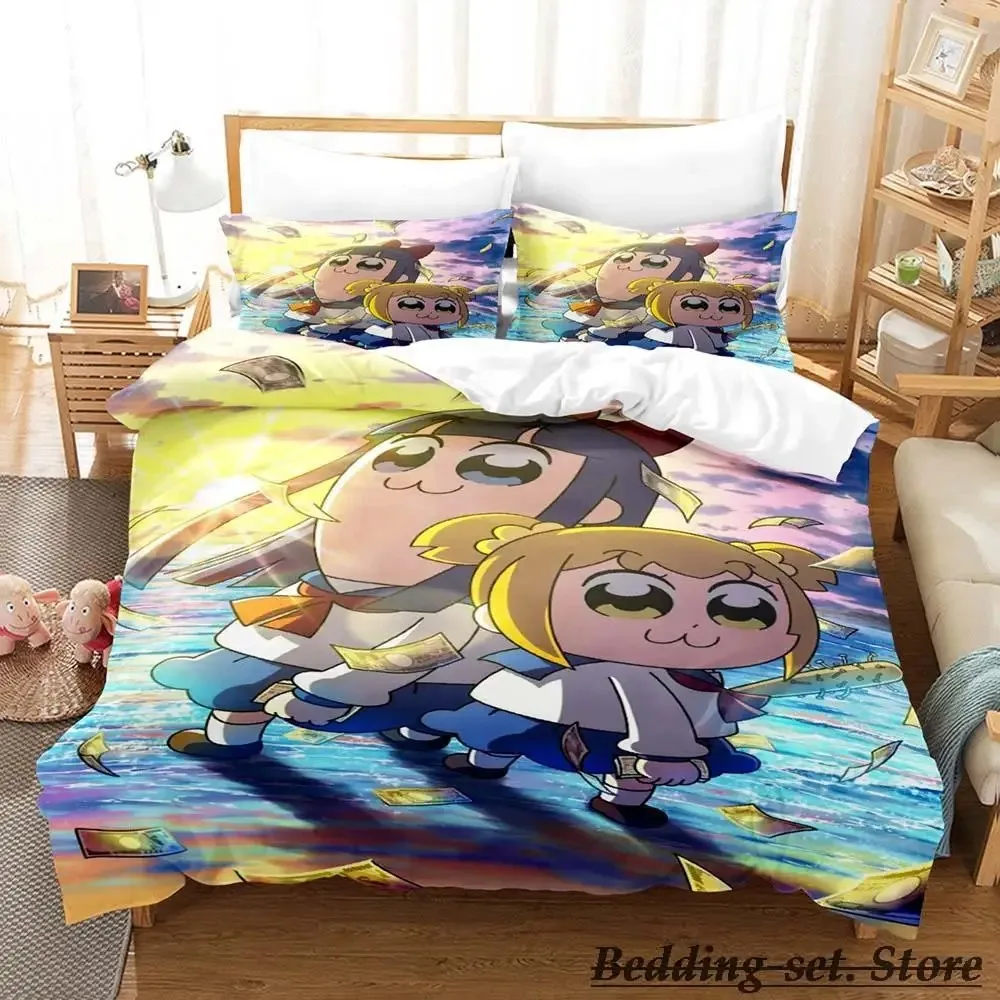 

Pop Team Epic Bedding Set Single Twin Full Queen King Size Bed Set Aldult Kid Bedroom Duvetcover Sets Anime parure de lit Bed