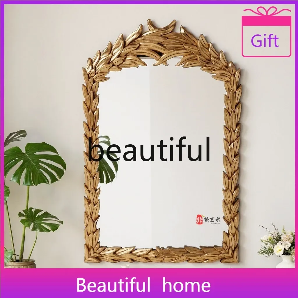 

French retro light luxury bathroom bathroom carved desktop makeup European fireplace decorative mirror