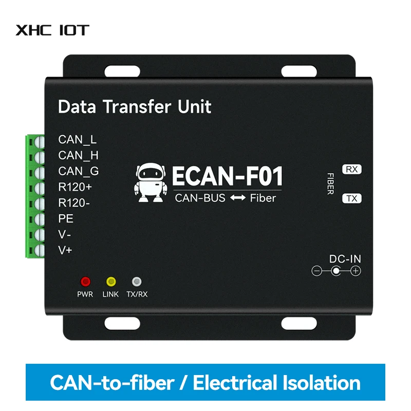 

1Set Wireless Modem CAN to Fiber Optic XHCIOT ECAN-F01 20KM Electrical Isolation Protection 5k-1Mbps Baud Rate Can2.0 DC:8V~28V