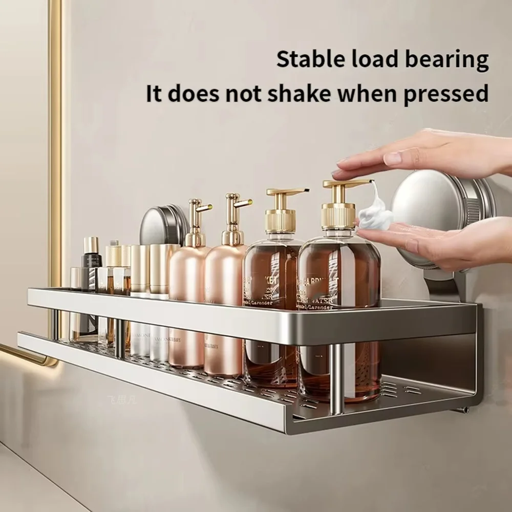 Suction Cup Wall Mount Organizer Shelf, No Drill Installation, Multipurpose Rack for Kitchen Spice & Bathroom Supplies