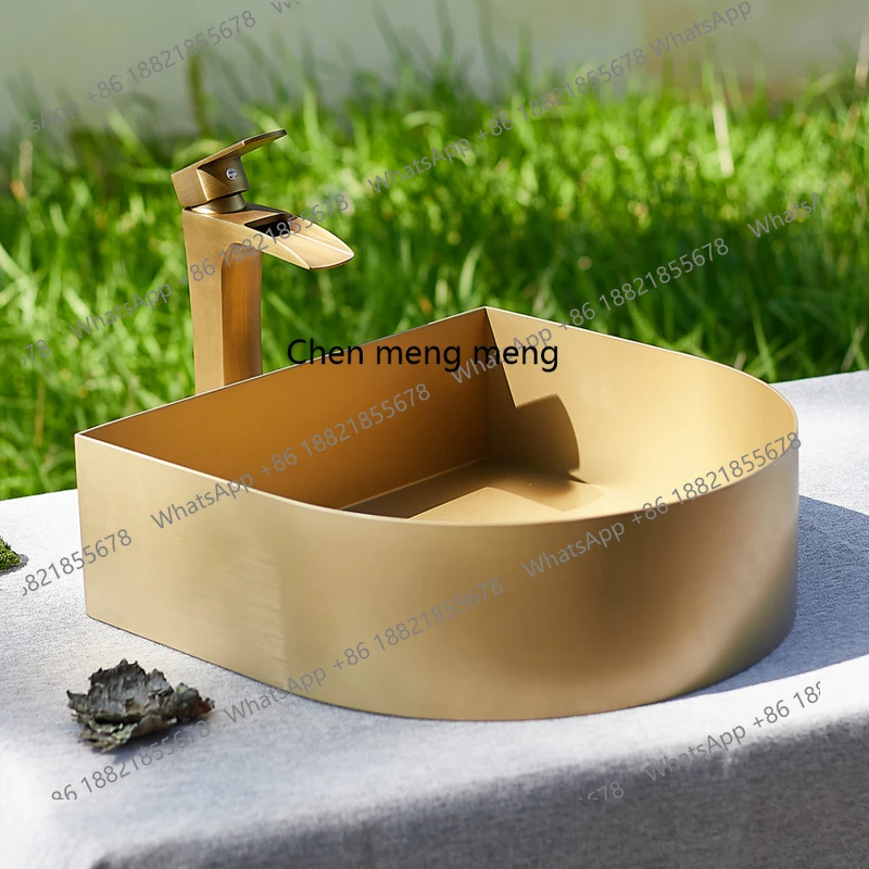 

Hotel stainless steel countertop basin antique outdoor washbasin household round face washing single basin