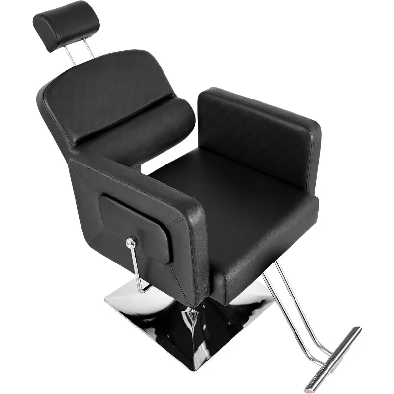 Stylist Chairs for Salon All Purpose Barber Chair for Home Barbershop Shampoo, Reclining Salon Chair for Hair Stylist, Black