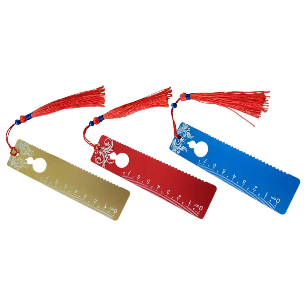 

3 Pcs Tassel Bookmark Ruler Marks for Reading Women Summer Aluminum Alloy Markers