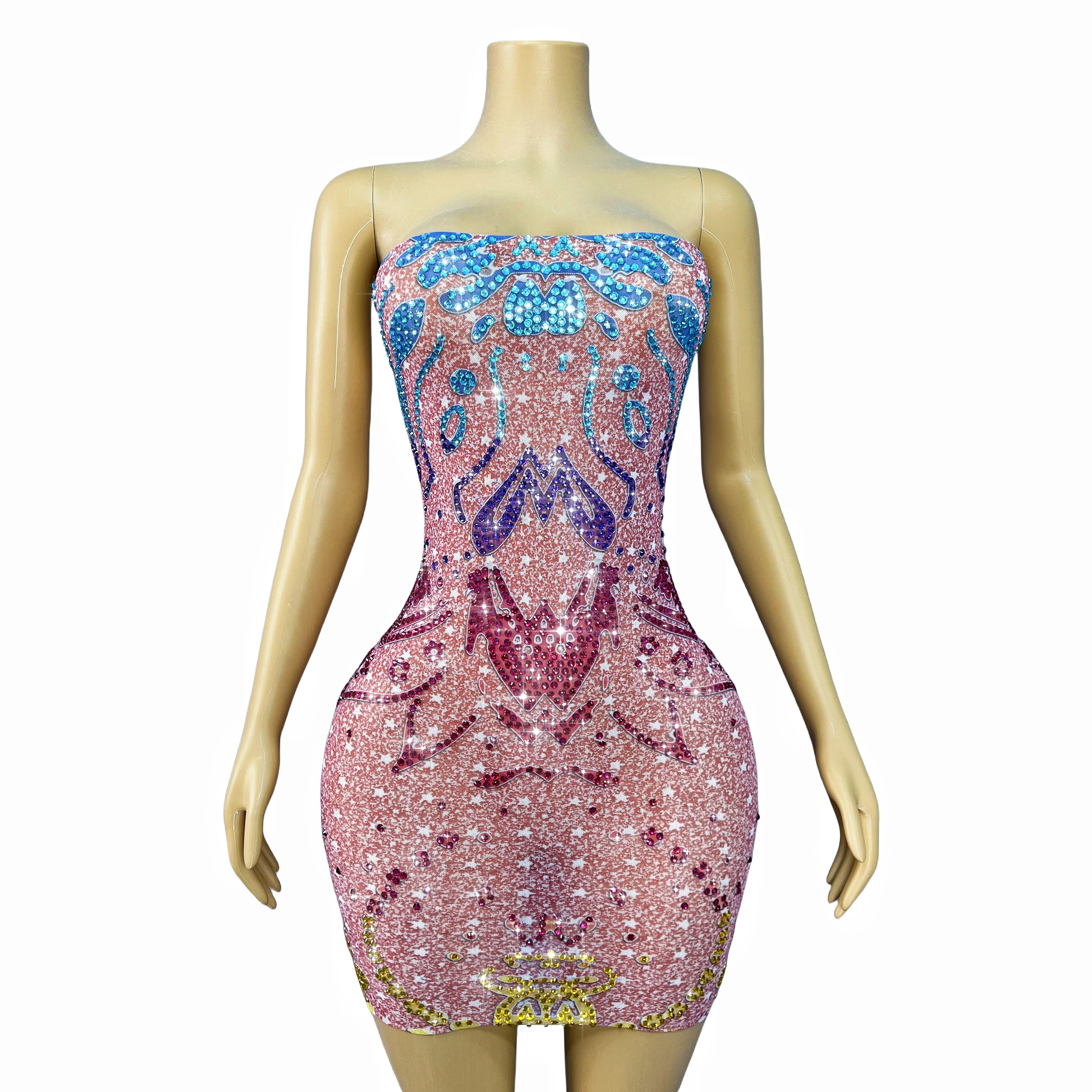 Sexy Tube Dress Flashing Rhinestones CultivationWomen Daily Journey Photograph Brithday Evening Red carpet Fashion OutfitXinghua