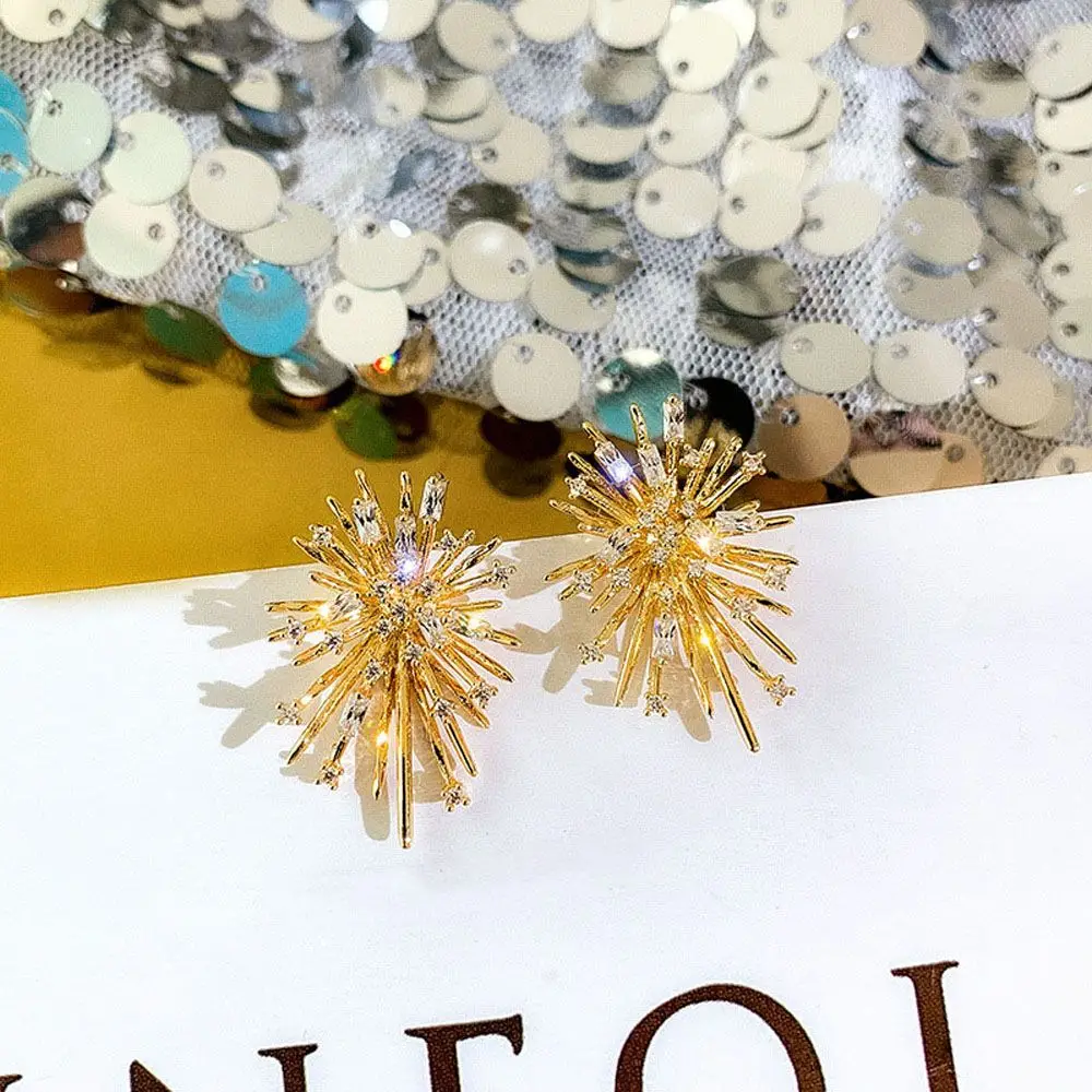 Wedding Luxury Fireworks Gift For Women Accessories Gold Color Crystal Drop Earrings Stud Earrings Dangle Earring Jewelry