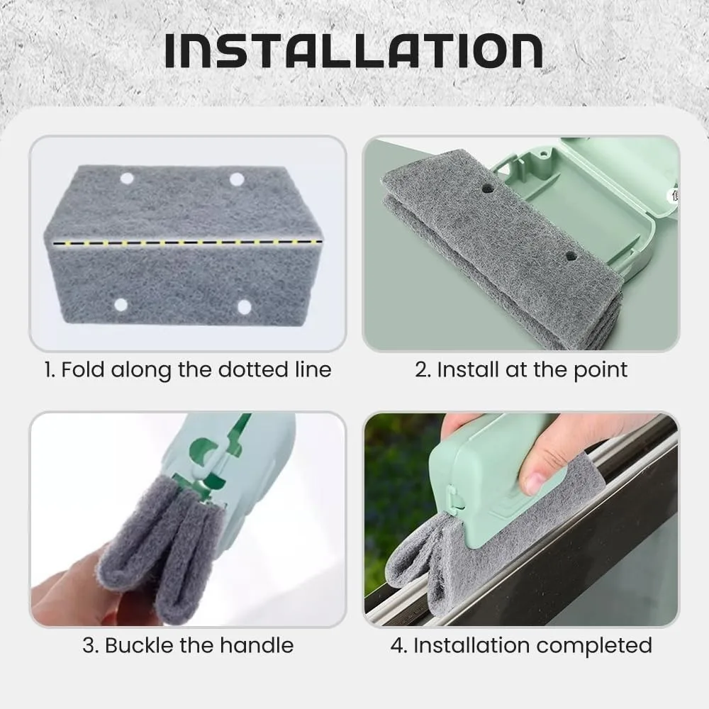 2 In 1 Window Track Cleaner Hand-held Brush Head Window Groove Cleaning Brush Scouring Pad Multipurpose Groove Cleaning Tool