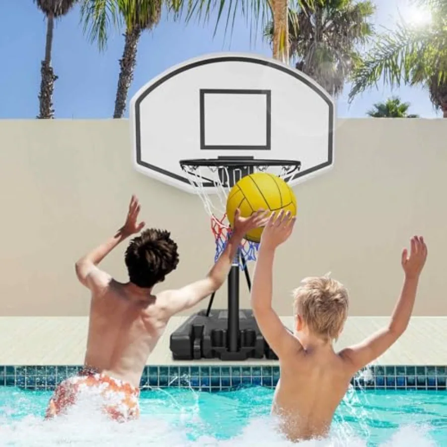 

Портативная система баскетбольного кольца для бассейна с регулируемой по высоте подставкой 3,14,7 фута для использования на заднем дворе и патио, устойчивая к атмосферным воздействиям 36x24