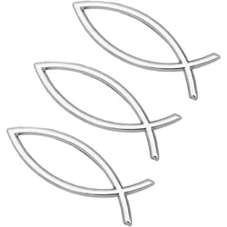 3PCS Fish Shape Car Sticker Silver ABS Plastic Jesus Fish Decal Sticker 5.5x1.8x0.23inch Plastic 3D Fish making kit