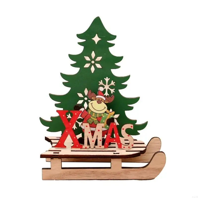 

F62D 11/21cm Wooden Block Santa Snowman Reindeer for Home Decoration Xmas Party