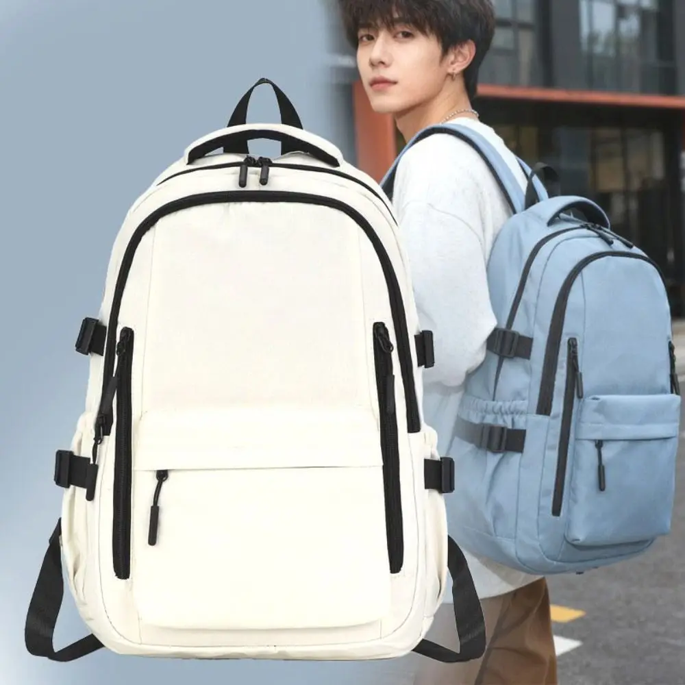 

Simple Solid Color Student Backpack Harajuku Oxford Cloth Shoulders Bag Korean Style Large Capacity Students School Bag Teenage