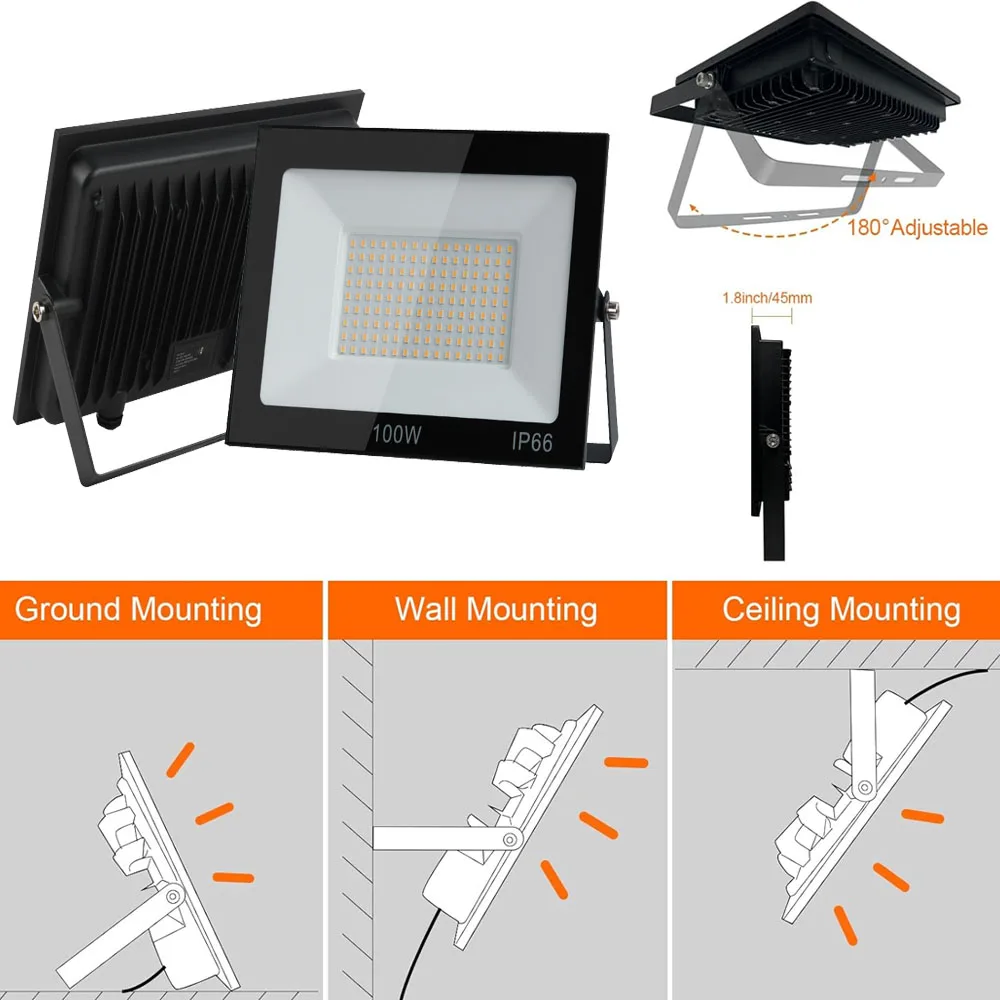 Großhandel 10W/20W/30W/50W/100W/200W LED-Flutlicht Hochleistungs-LED-Strahler AC220V Kaltlicht IP66 Wasserdichte Außenwandleuchte für Parkplätze, Plätze und Lagerhallen – Detail 3