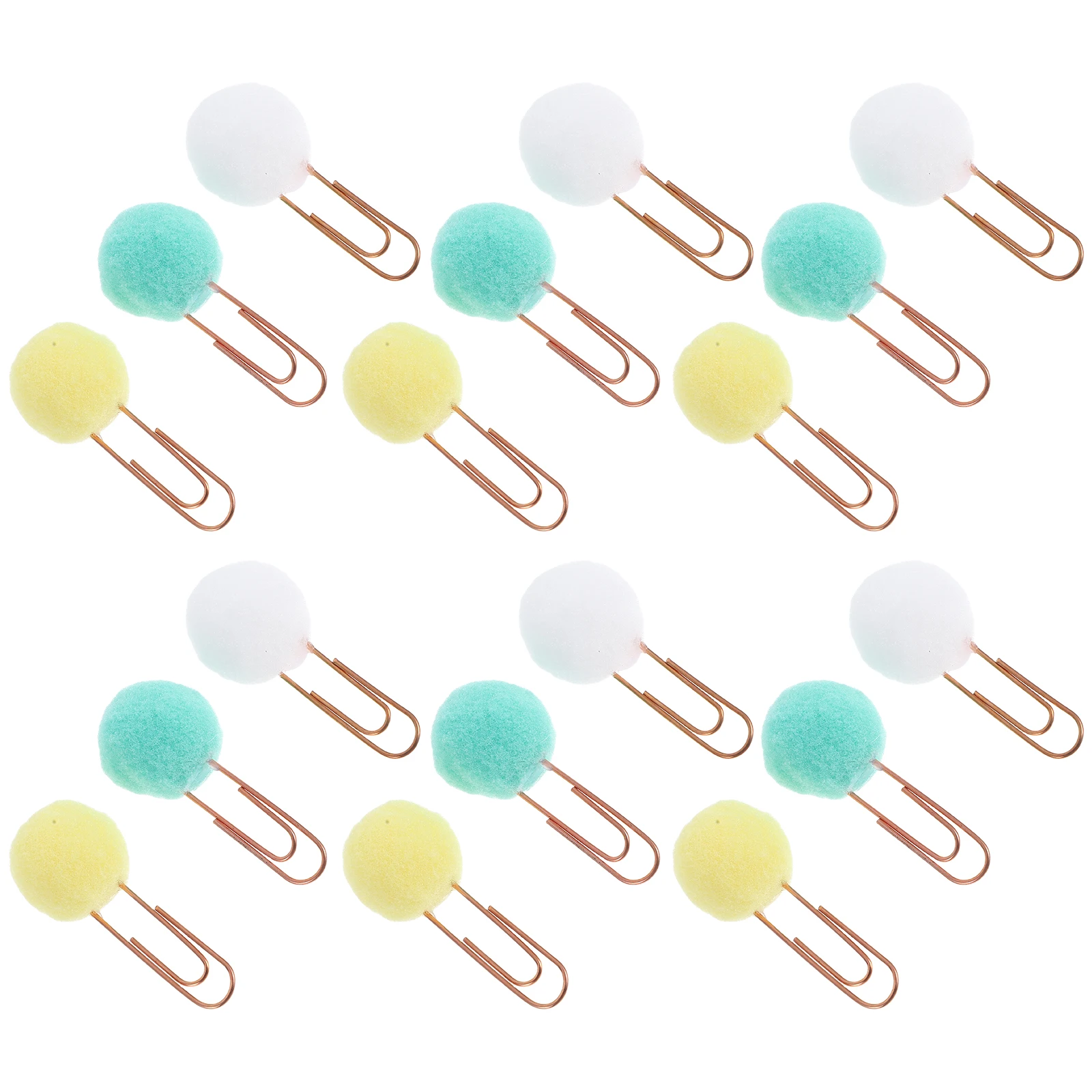 

50pcs Candy Color Pompon Ball Paper Clips Creative Metal Bookmarks Bright Color Office Clips for Notes Documents Wedding Planner